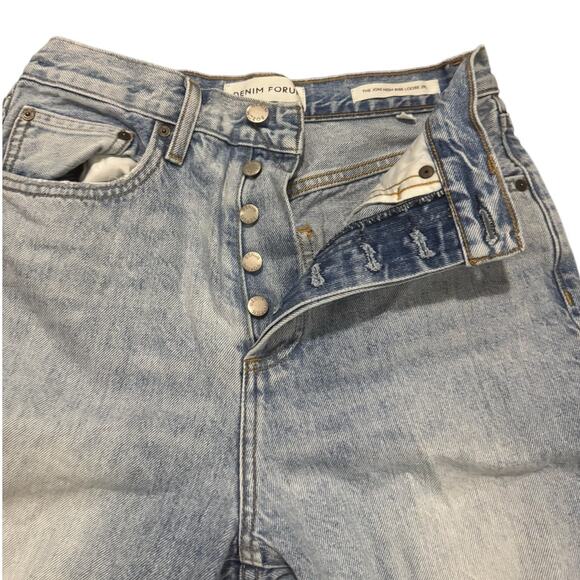 Denim Forum Joni High Rise Loose Jeans Size 25 Distressed Button Fly Aritzia - Picture 3 of 9